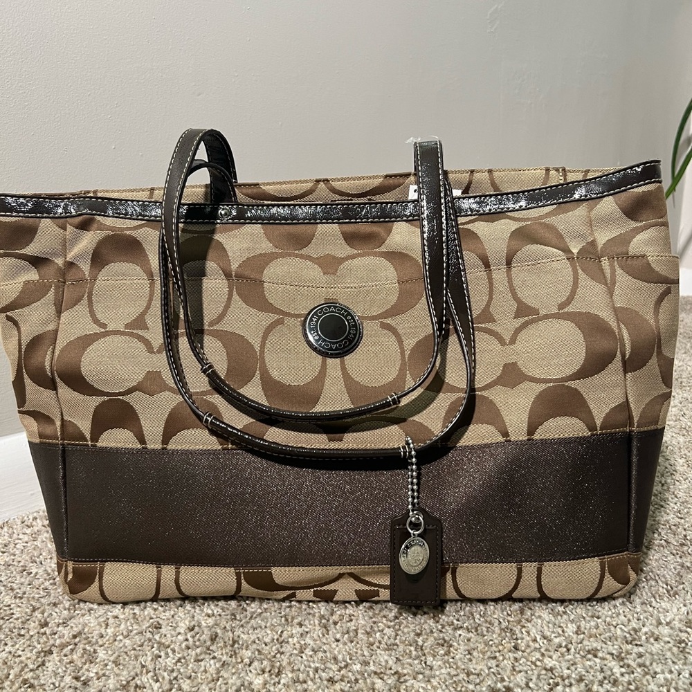 Coach Lurex Stripe XL Diaper Bag - NWT